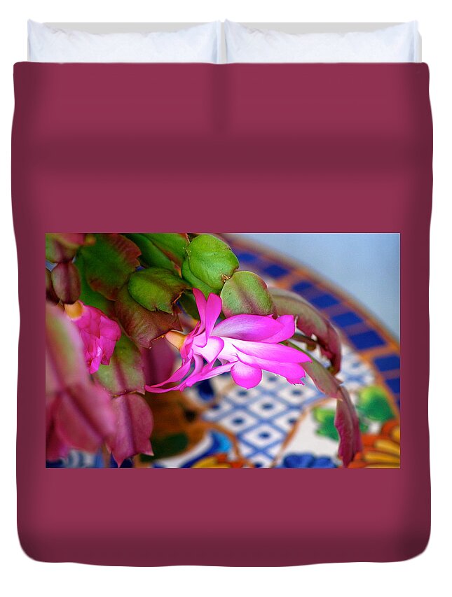 Plants Duvet Cover featuring the photograph Christmas Cactus by Lehua Pekelo-Stearns
