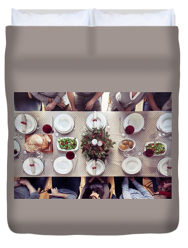 Young Men Duvet Cover featuring the photograph Christmas Dinner by Orbon Alija