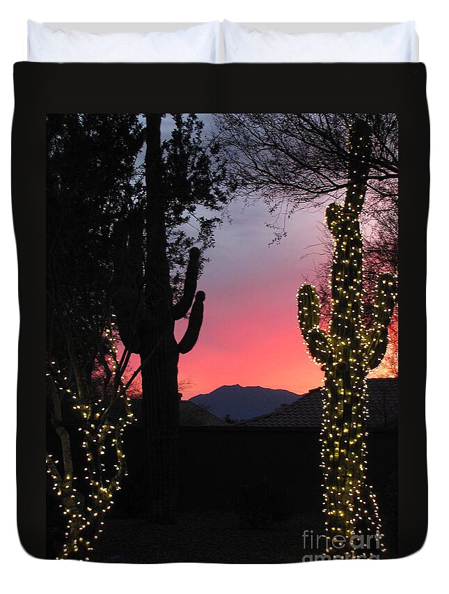 Christmas Lights Duvet Cover featuring the photograph Christmas In Arizona by Marilyn Smith