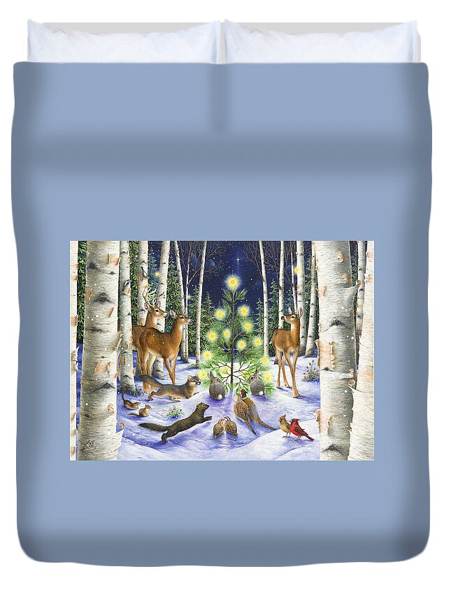 Christmas Duvet Cover featuring the painting Christmas Magic by Lynn Bywaters