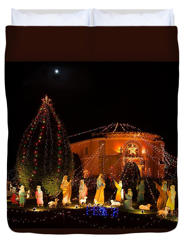 Christmas Nativity Duvet Cover featuring the photograph Christmas Nativity Scene by Ram Vasudev