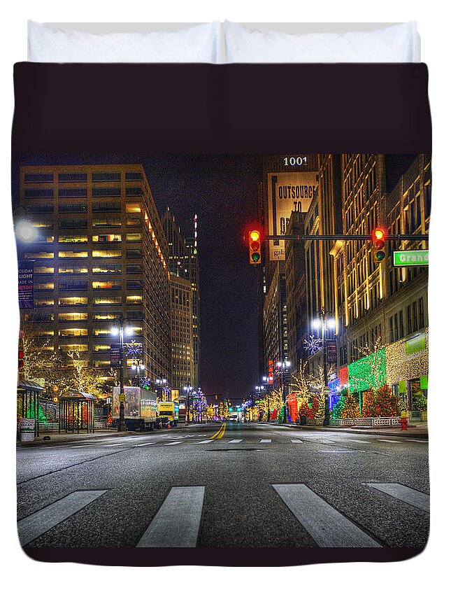 King Kong Duvet Cover featuring the photograph Christmas on Woodward by Nicholas Grunas