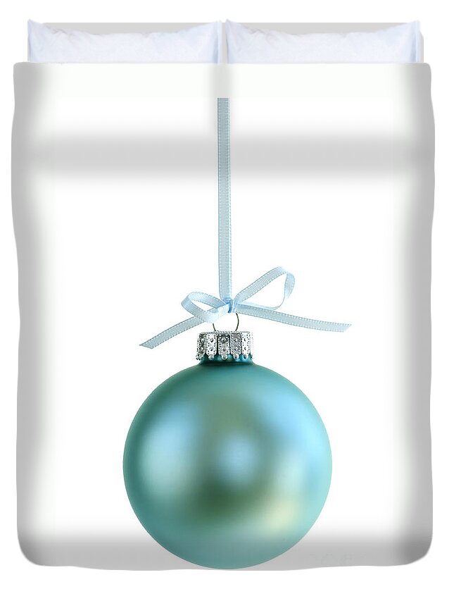 Christmas Duvet Cover featuring the photograph Christmas ornament on white by Elena Elisseeva