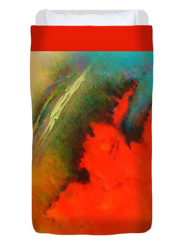 Fantasies In Space Series Painting. Chromatic Vibrations Duvet Cover featuring the painting Fantasies In Space series painting. Chromatic Vibrations by Robert Birkenes