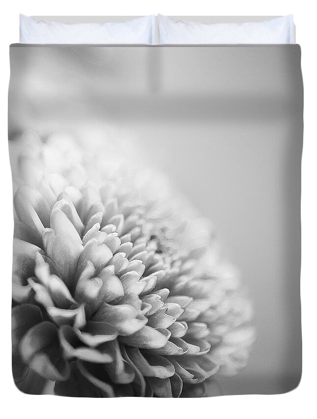 Photograph Duvet Cover featuring the photograph Chrysanthemum in Black and white by Ivy Ho