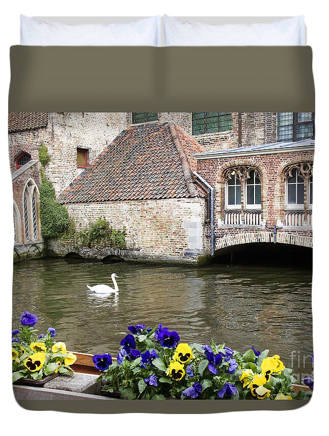 Europe Duvet Cover featuring the photograph Church and Swan by Crystal Nederman