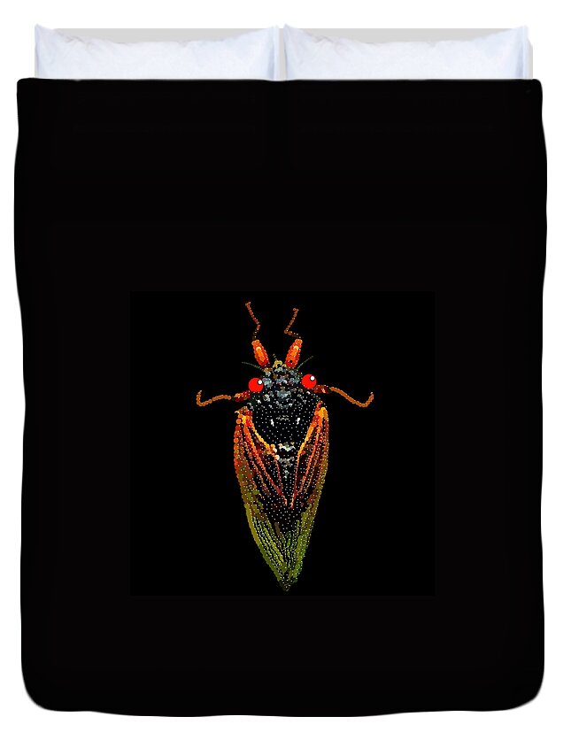 Cicada Duvet Cover featuring the digital art Cicada in Black by R Allen Swezey