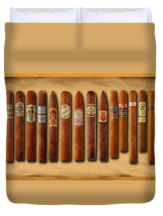 Cigar Duvet Cover featuring the painting Cigar Sampler Painting by Tony Rubino