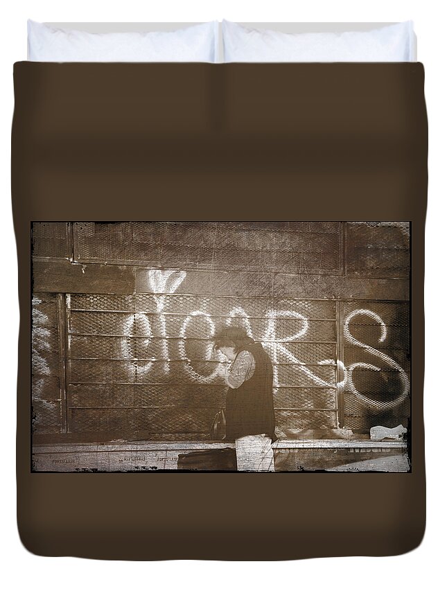 Grunge Duvet Cover featuring the photograph Cigars Only by Spencer Hughes