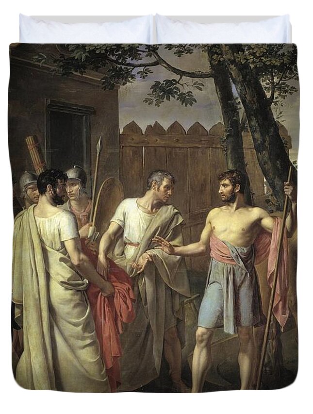 Cincinnatus Abandons The Plow Duvet Cover featuring the painting Cincinnatus Abandons the Plow by Juan Antonio Ribera