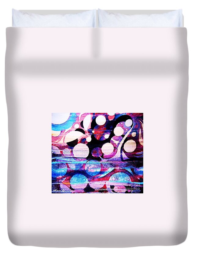 Abstract Duvet Cover featuring the painting Circles by Frances Ku