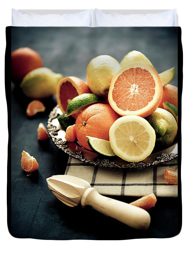 Orange Color Duvet Cover featuring the photograph Citrus by Mmeemil