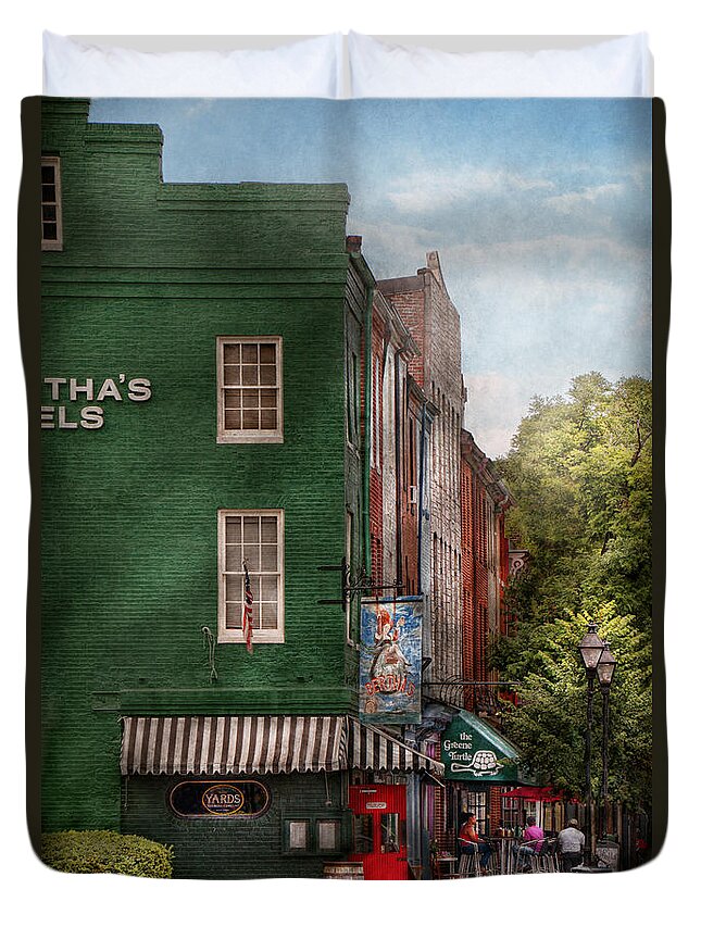 Baltimore Duvet Cover featuring the photograph City - Baltimore - Fells Point MD - Bertha's and The Greene Turtle by Mike Savad