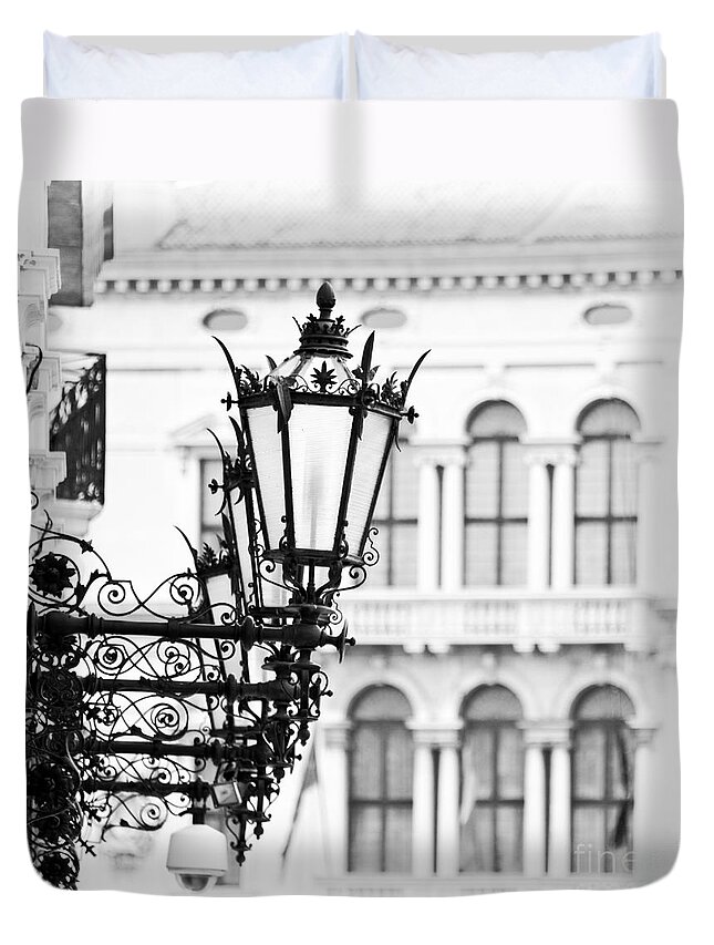 Venice Duvet Cover featuring the photograph City lights in Venice by Delphimages Photo Creations