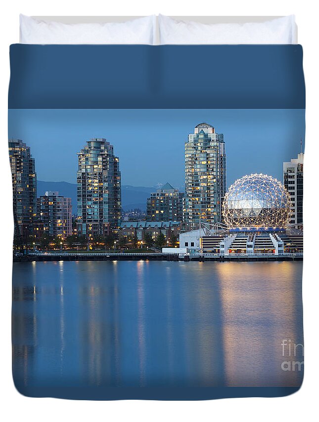 Skyline Duvet Cover featuring the photograph City Skyline -Vancouver B.C. by Bryan Mullennix