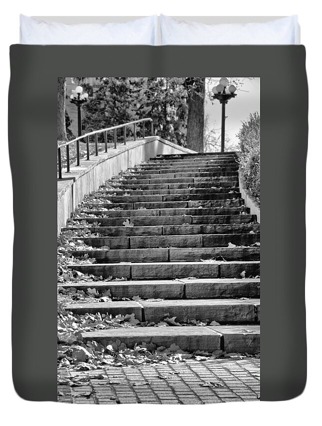 Downtown Duvet Cover featuring the mixed media City Steps 1 by Angelina Tamez