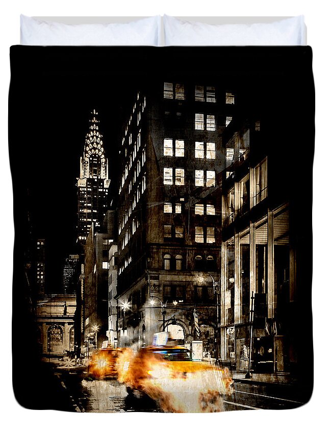 New York Duvet Cover featuring the photograph City Streets by Az Jackson