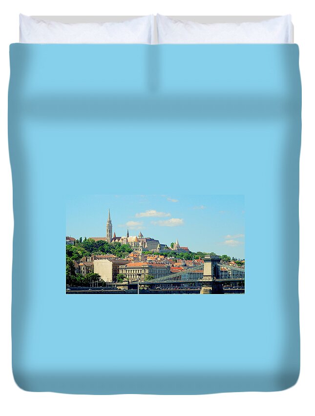 Hungary Duvet Cover featuring the photograph CityScape of Budapest by Caroline Stella
