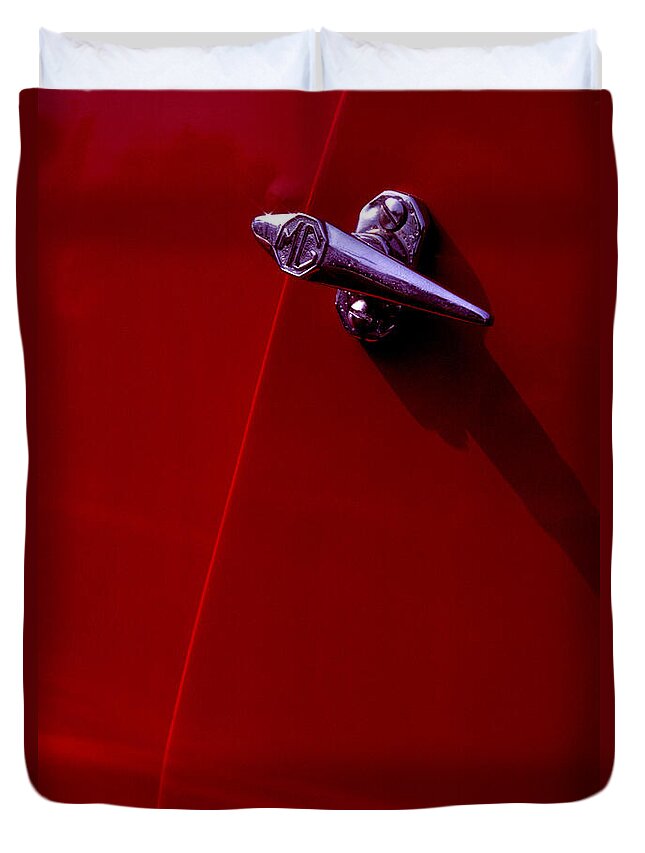 Mg Duvet Cover featuring the photograph Classic MG handle by Paul W Faust - Impressions of Light