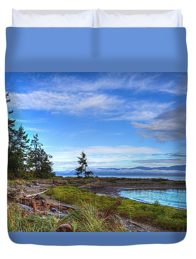 Blue Duvet Cover featuring the photograph Clearing Skies by Randy Hall