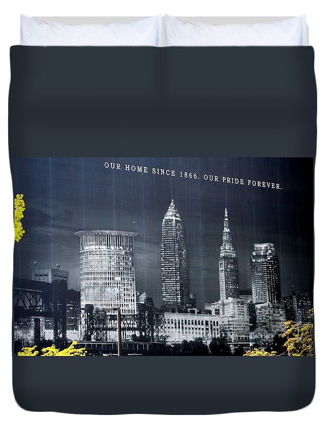 Cleveland Duvet Cover featuring the photograph Cleveland Skyline Banner by Valerie Collins