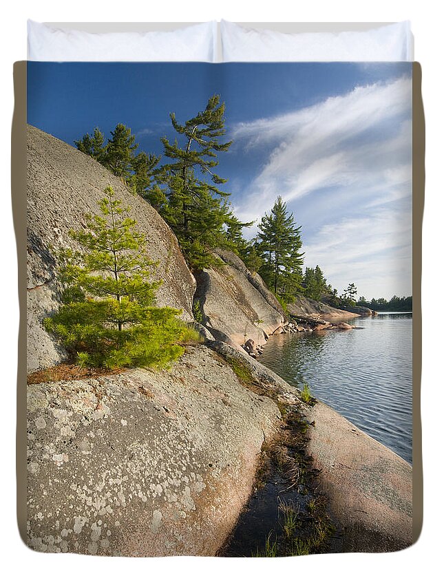 535852 Duvet Cover featuring the photograph Cliffs Along North Channel Ontario by Steve Gettle
