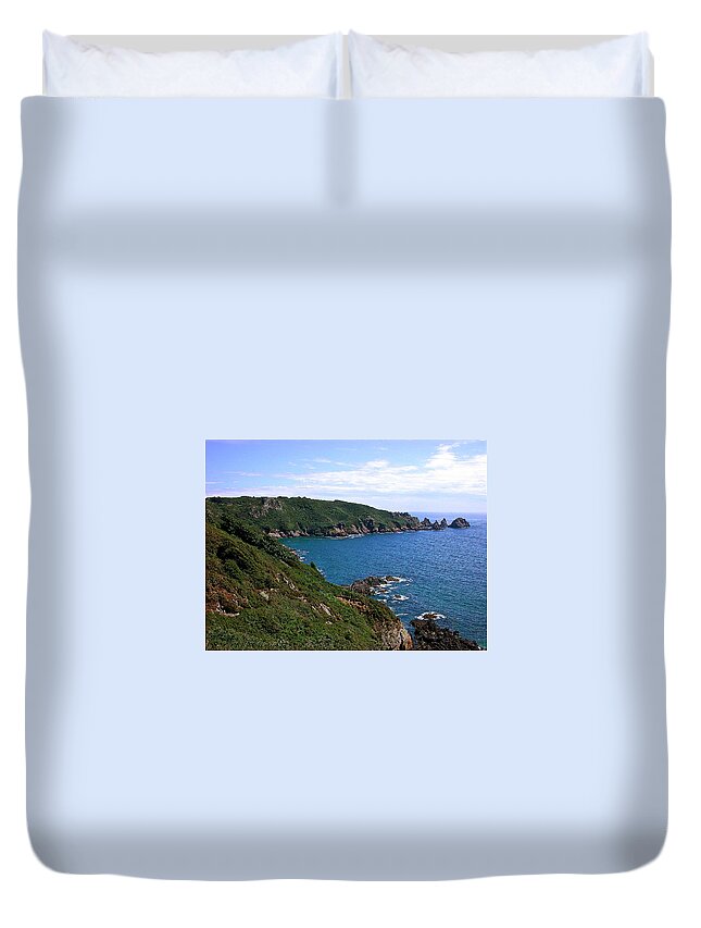 Guernsey Duvet Cover featuring the photograph Cliffs On Isle of Guernsey by Bellesouth Studio