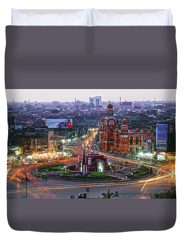 Multan Duvet Cover featuring the photograph Clock Tower Chowk, Multan by Arkj