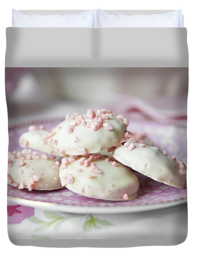 West Yorkshire Duvet Cover featuring the photograph Close Up Of Plate Of Cookies by Debby Lewis-harrison