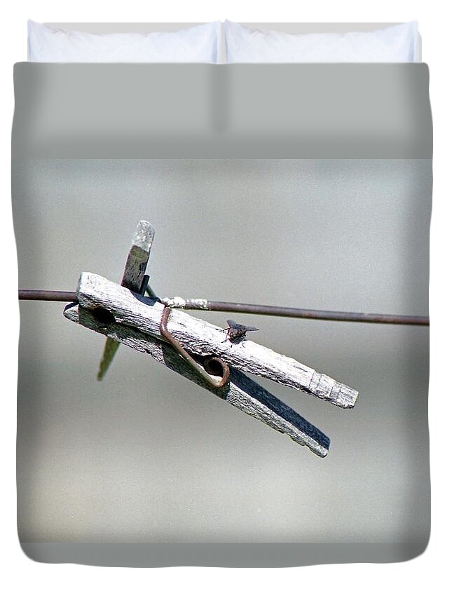 Clothesline Duvet Cover featuring the photograph Clothesline Layover by Pamela Critchlow
