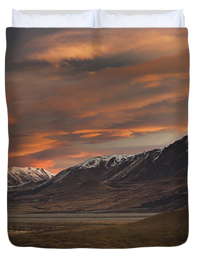 533797 Duvet Cover featuring the photograph Clouds At Sunset Rangitata River Valley by Colin Monteath
