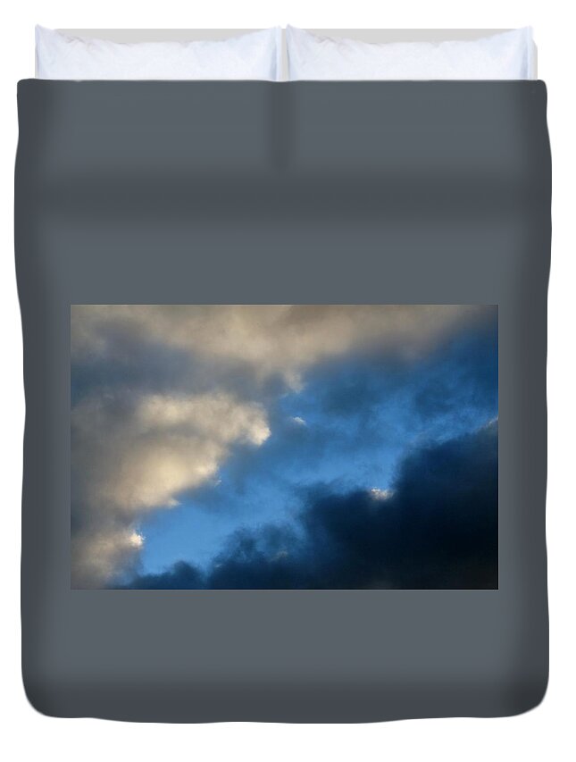 Clouds Duvet Cover featuring the photograph Clouds Converging by Michael Saunders
