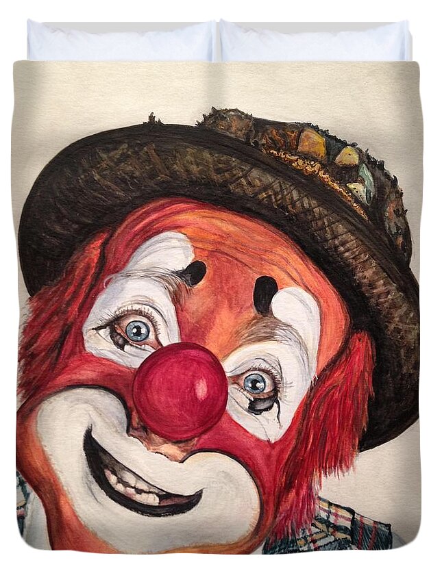 Art Duvet Cover featuring the painting Watercolor Clown #14 Jonathan Freddes by Patty Vicknair
