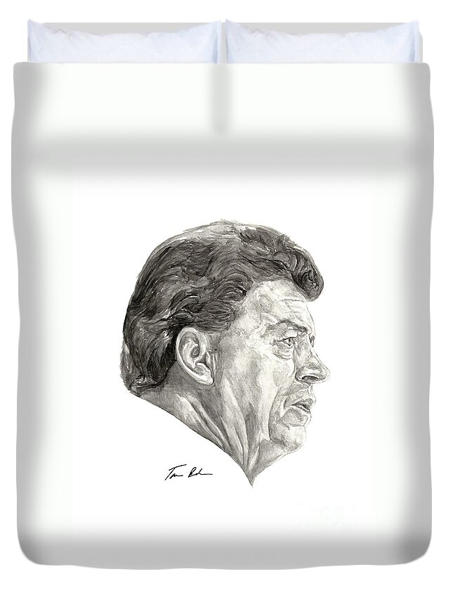 Coach Chuck Daly Duvet Cover featuring the painting Coach by Tamir Barkan