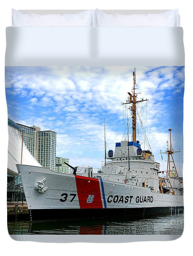 Coast Duvet Cover featuring the photograph Coast Guard Cutter Taney by Olivier Le Queinec