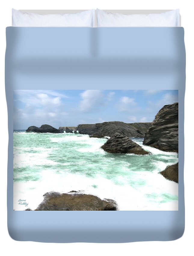 France Duvet Cover featuring the painting Coast of Belle Il Bretagne France by Bruce Nutting