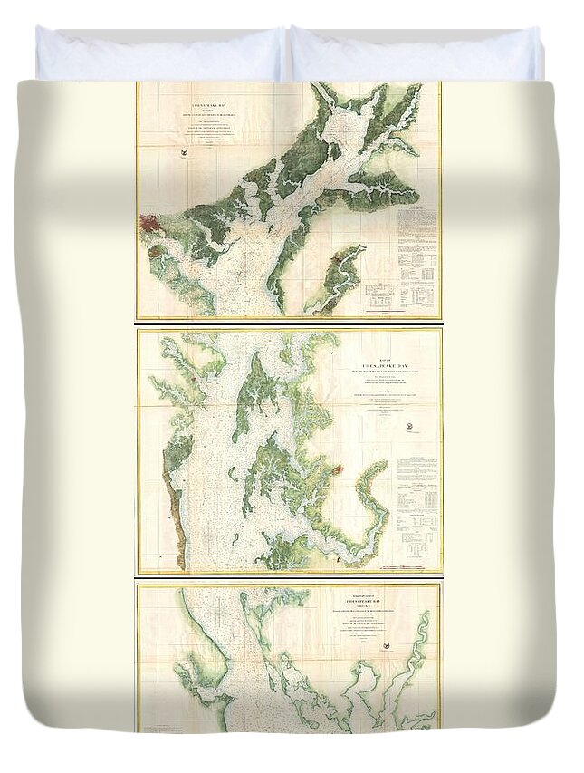  Duvet Cover featuring the photograph Coast Survey Map of the Chesapeake Bay by Paul Fearn