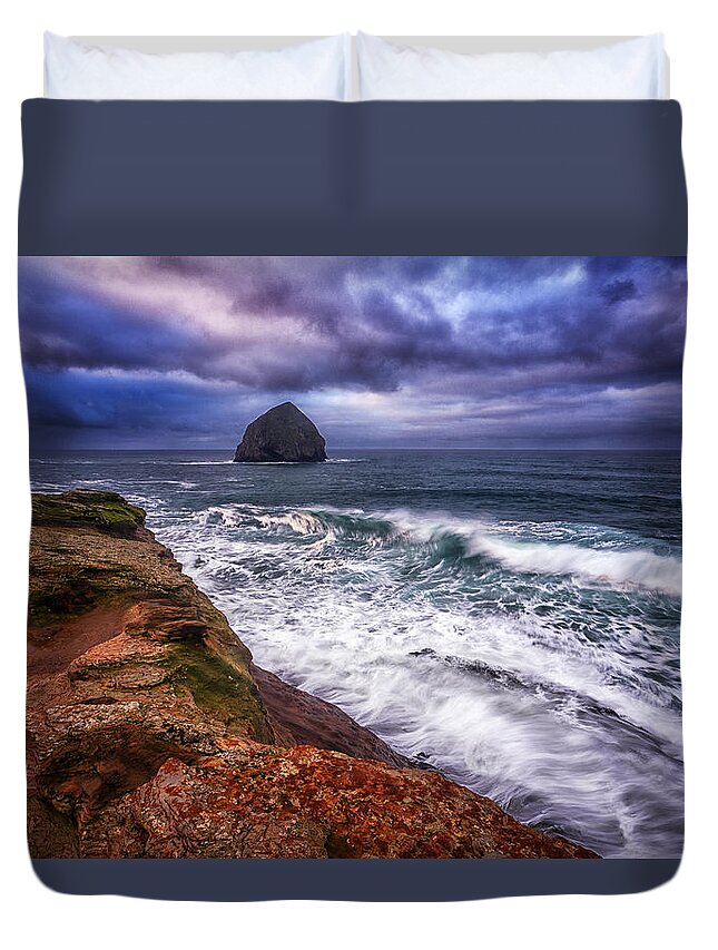 Storms Duvet Cover featuring the photograph Coastal Madness by Darren White