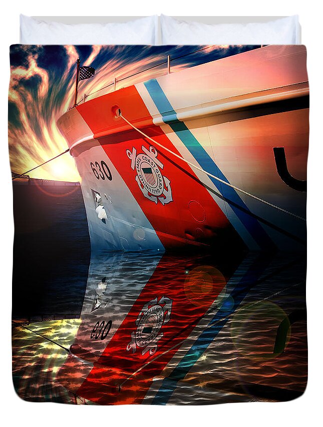 Coast Guard Duvet Cover featuring the photograph Coast Guard USCG ALERT Wmec-630 by Aaron Berg