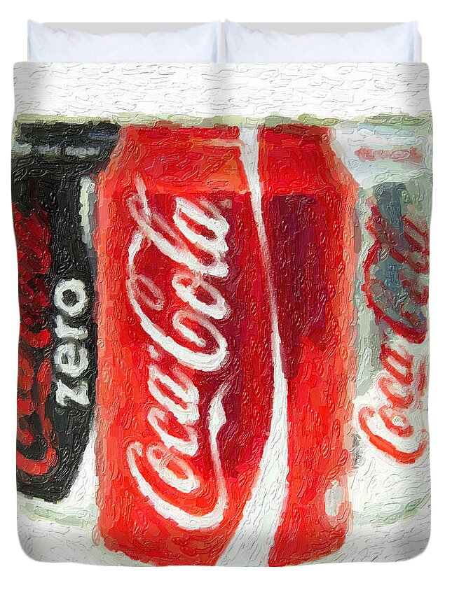 Can Duvet Cover featuring the photograph Coca Cola Art impasto by Antony McAulay