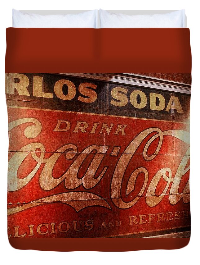Sign Duvet Cover featuring the photograph Coca Cola Sign by Rodney Lee Williams