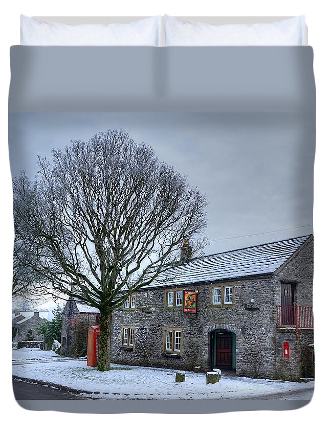Pub Duvet Cover featuring the photograph Cock and Pullet pub by David Birchall
