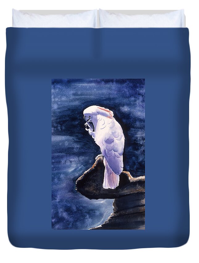 Original Duvet Cover featuring the painting Cockatoo by Melinda Fawver