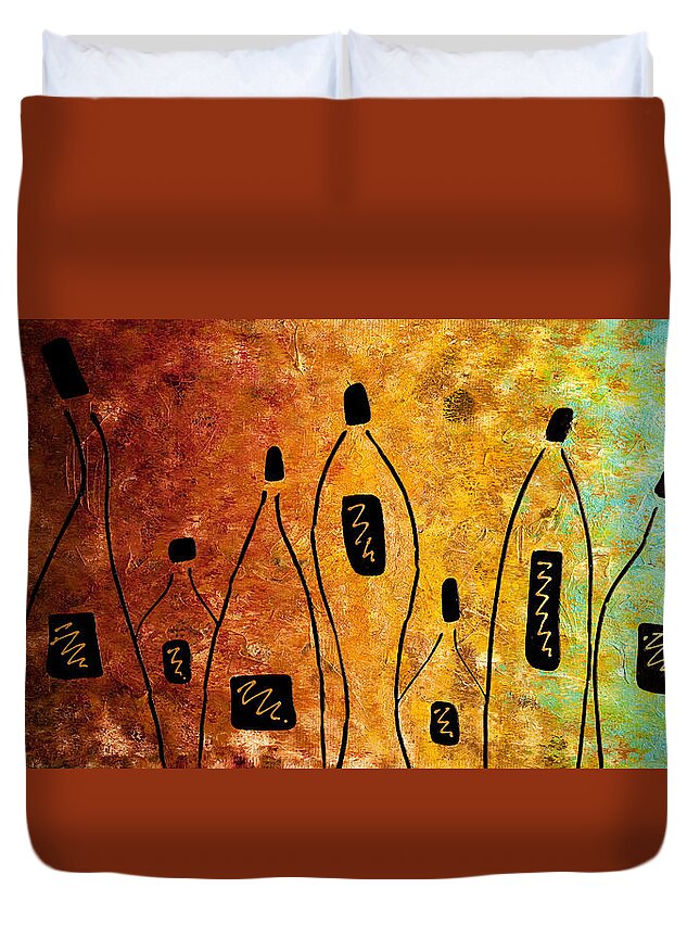 Wine Abstract Art Duvet Cover featuring the painting Cocktail Bar by Carmen Guedez