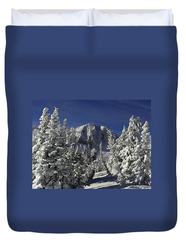 Cody Peak Duvet Cover featuring the photograph Cody Peak After a Snow by Raymond Salani III