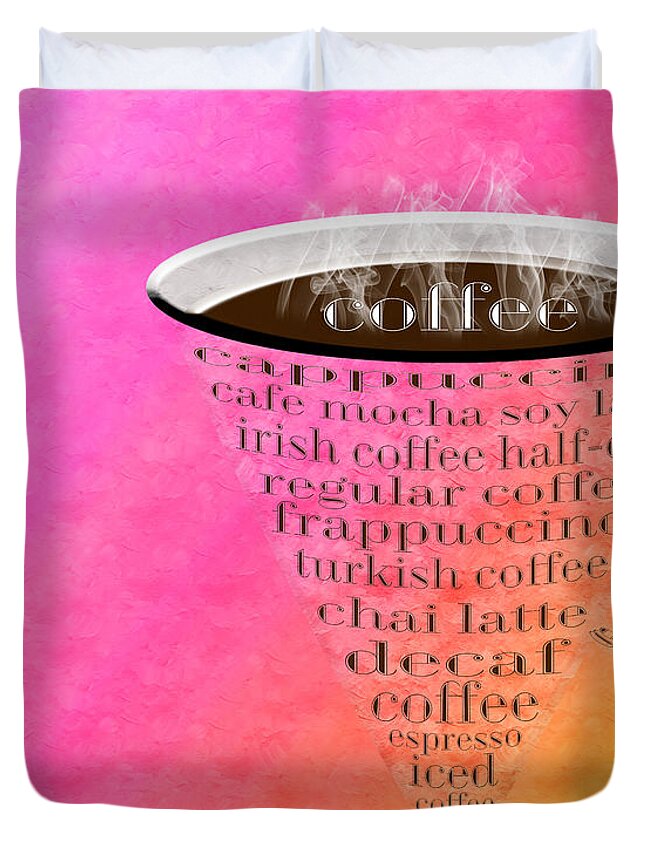 Coffee Duvet Cover featuring the digital art Coffee Cup The Jetsons Sorbet by Andee Design
