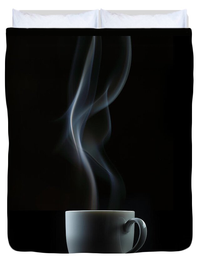 California Duvet Cover featuring the photograph Coffee Or Tea Cup With Steam by Paul Taylor