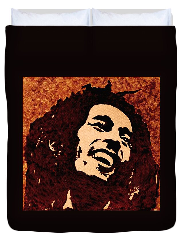 Coffee Painting Bob Marley Duvet Cover For Sale By Georgeta Blanaru