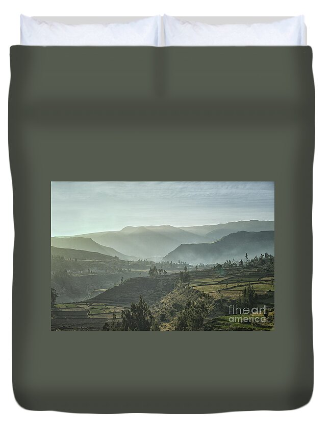 Colca Duvet Cover featuring the photograph Colca Canyon in the fog by Patricia Hofmeester