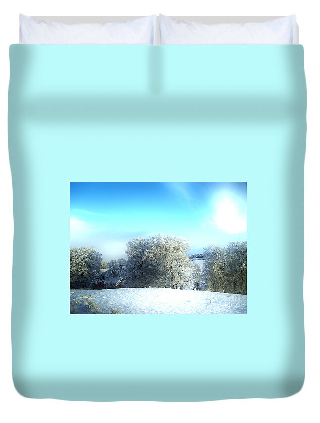 Winter Duvet Cover featuring the photograph Cold Blue by Nina Ficur Feenan